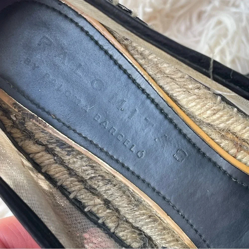 Palomitas by Paloma Barcelo Espadrille Flats Black Floral Lace 7.5 EU 38